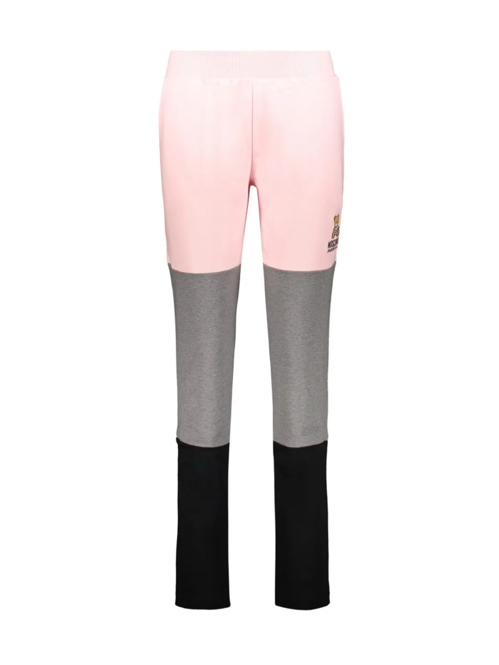 Moschino Colorblock Sweatpant-Style Pants Pink Gray Black Bear M